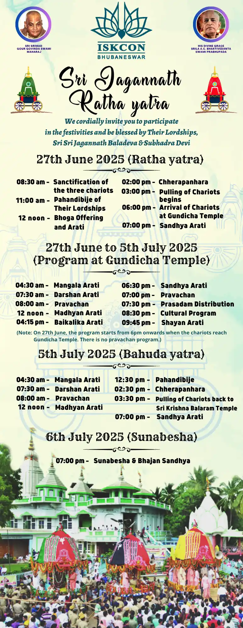 Ratha Yatra Schedule 2025